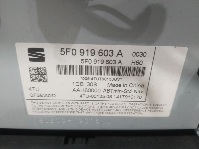 Recambio de pantalla multifuncion para seat leon (5f1) 1.6 tdi referencia OEM IAM 5F0919603A  