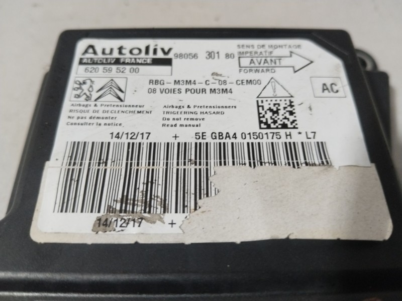 Recambio de centralita airbag para citroën c-elysee (dd_) 1.6 hdi 92 referencia OEM IAM 9805630180  