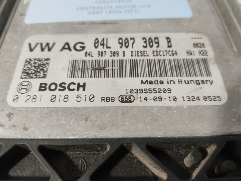 Recambio de centralita motor uce para seat leon (5f1) 1.6 tdi referencia OEM IAM 0281018510  