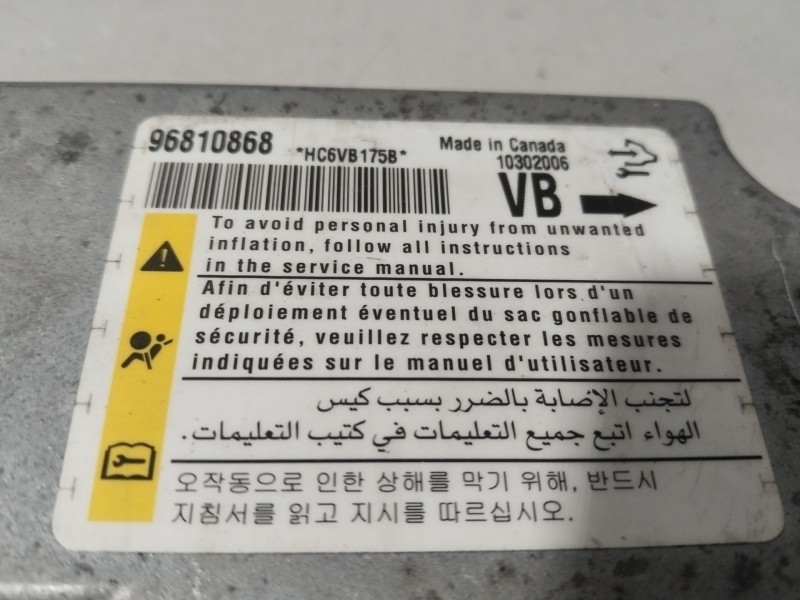 Recambio de centralita airbag para chevrolet captiva (c100, c140) 2.0 d 4wd referencia OEM IAM 96810868  
