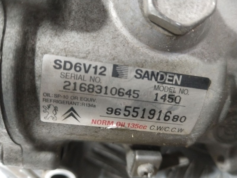 Recambio de compresor aire acondicionado para peugeot 1007 sporty referencia OEM IAM 9655191680  