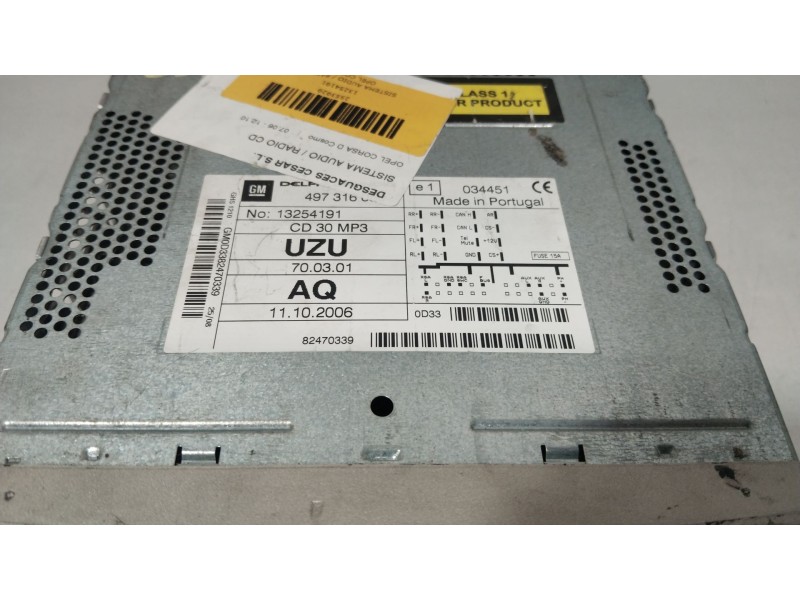 Recambio de sistema audio / radio cd para opel corsa d cosmo referencia OEM IAM 13254191  