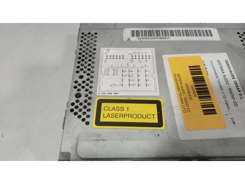 Recambio de sistema audio / radio cd para volkswagen touran (1t2) edition referencia OEM IAM 1K0035191E  
