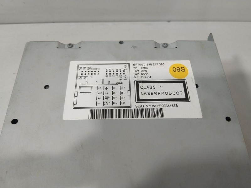 Recambio de sistema audio / radio cd para seat altea (5p1) 1.9 tdi referencia OEM IAM W05P0035153B  