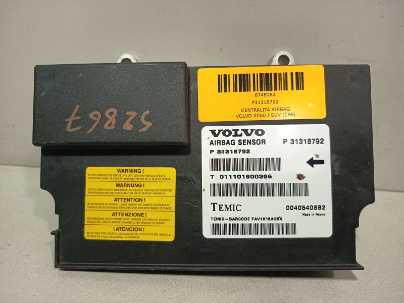 Recambio de centralita airbag para volvo xc60 i suv (156) d3 / d4 referencia OEM IAM P31318792  