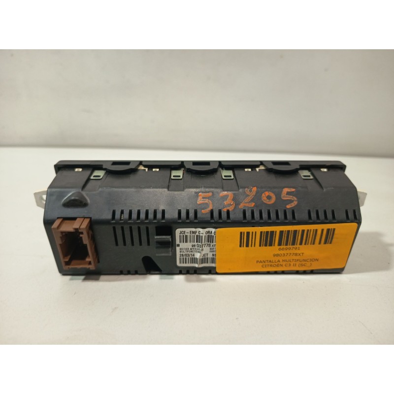 Recambio de pantalla multifuncion para citroën c3 ii (sc_) 1.2 vti 82 referencia OEM IAM 98037778XT  