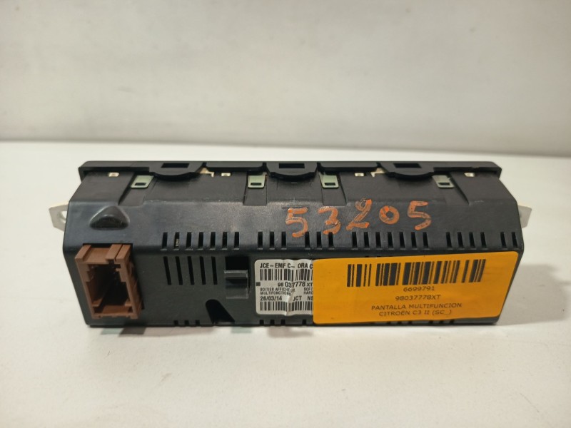 Recambio de pantalla multifuncion para citroën c3 ii (sc_) 1.2 vti 82 referencia OEM IAM 98037778XT  
