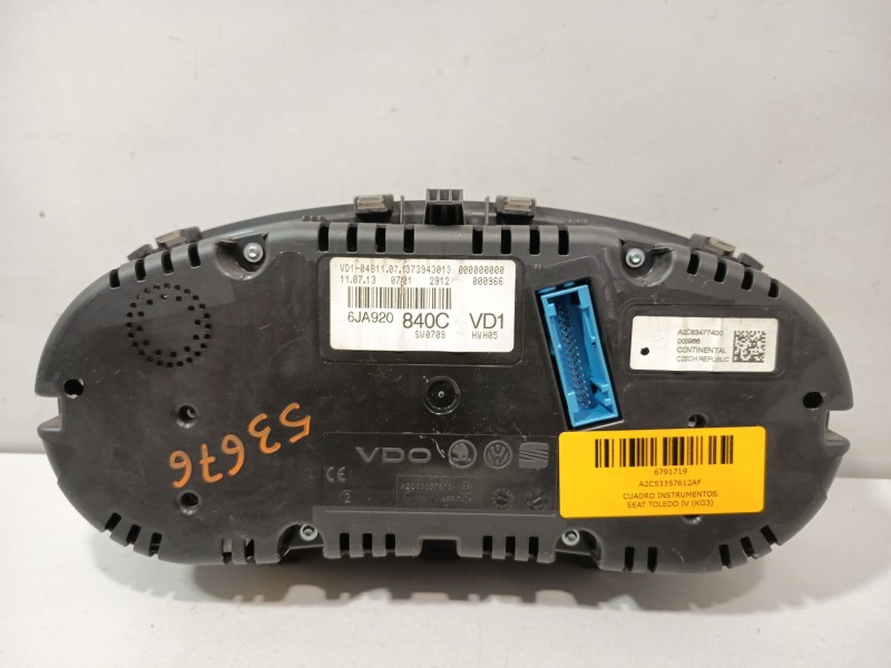 Recambio de cuadro instrumentos para seat toledo iv (kg3) 1.6 tdi referencia OEM IAM A2C53357612AF  