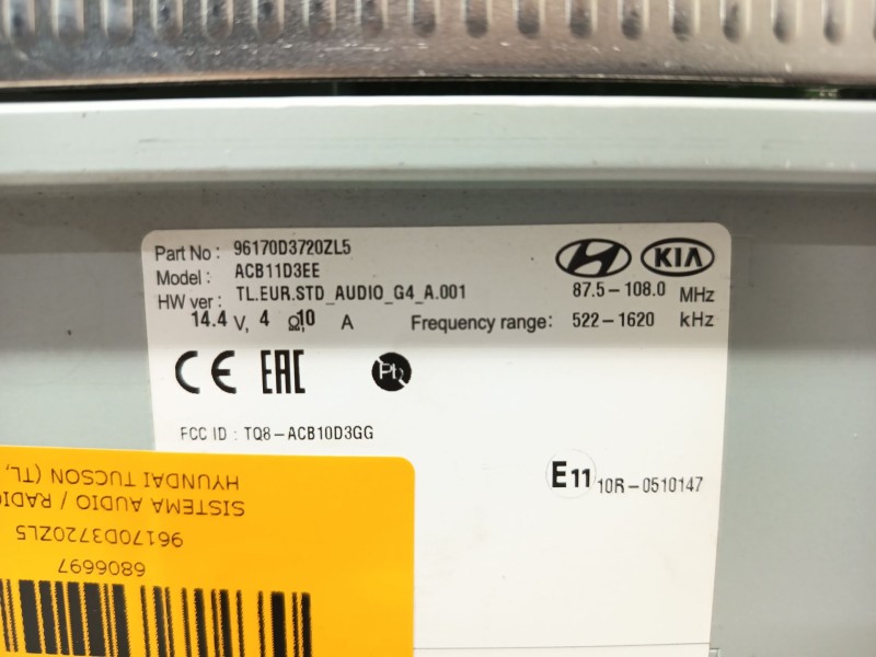 Recambio de sistema audio / radio cd para hyundai tucson (tl, tle) 1.6 gdi referencia OEM IAM 96170D3720ZL5  