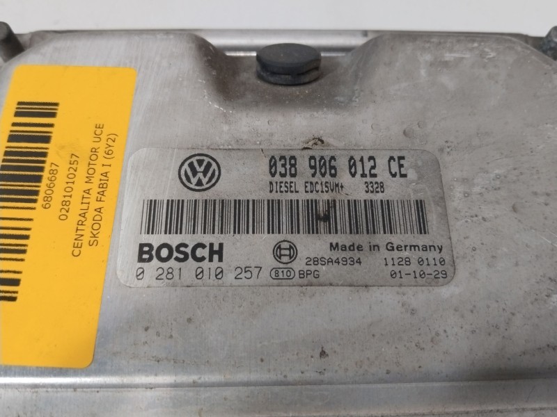 Recambio de centralita motor uce para skoda fabia i (6y2) 1.9 sdi referencia OEM IAM 0281010257  
