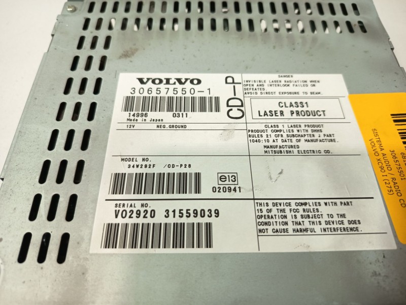 Recambio de sistema audio / radio cd para volvo xc90 i (275) t6 awd referencia OEM IAM 306575501  