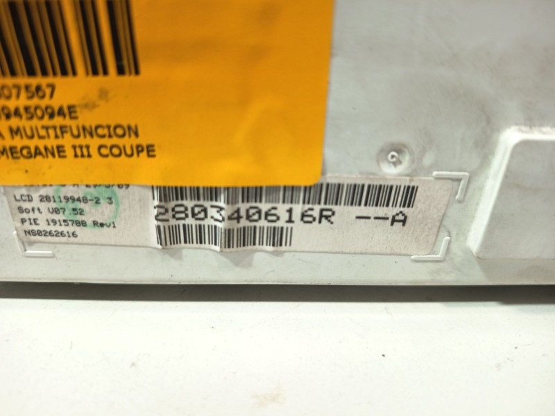 Recambio de pantalla multifuncion para renault megane iii coupe dynamique referencia OEM IAM 6JH945094E  