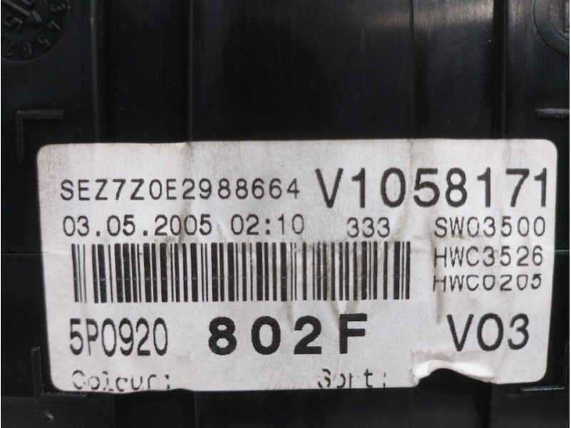 Recambio de cuadro instrumentos para seat altea (5p1) reference referencia OEM IAM 5P0920802F  