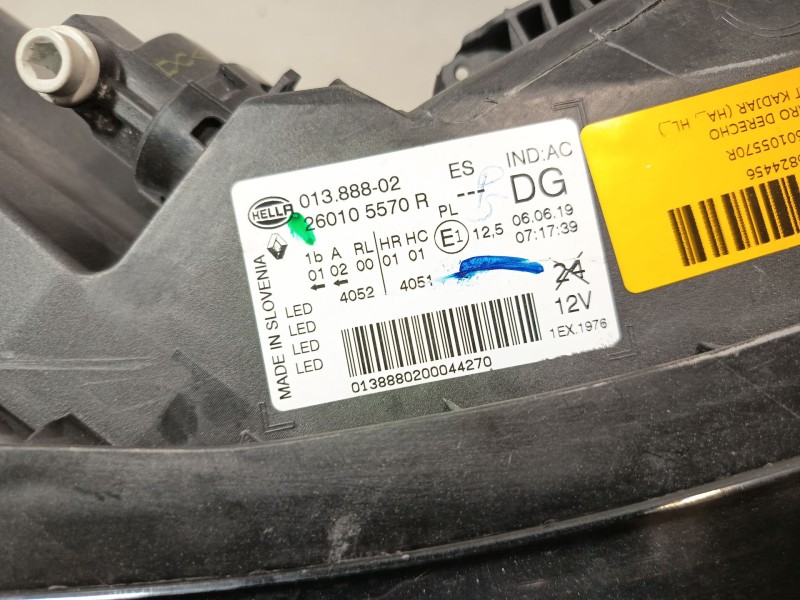 Recambio de faro derecho para renault kadjar (ha_, hl_) 1.3 tce 140 referencia OEM IAM 260105570R  