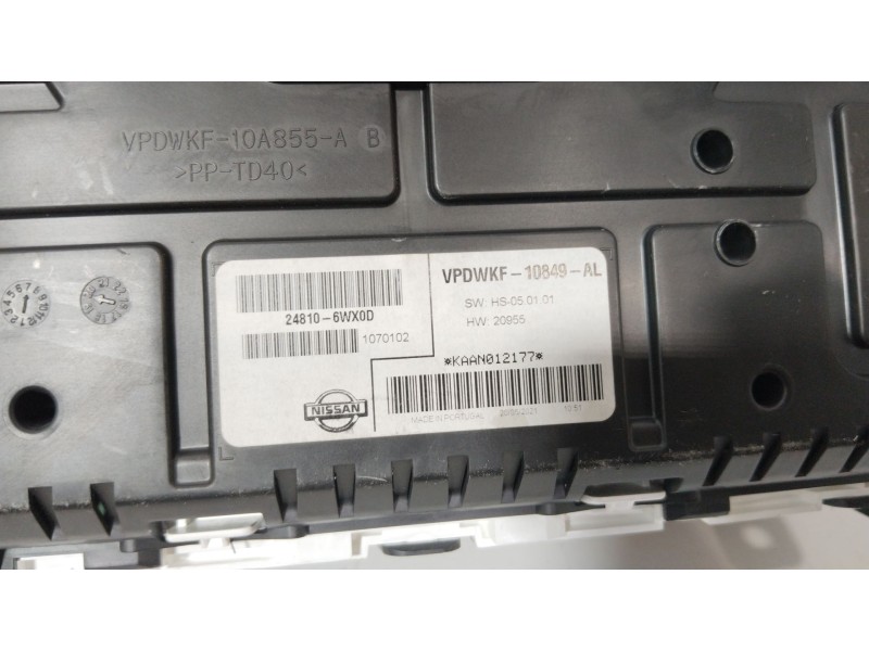 Recambio de cuadro instrumentos para nissan nv200 furgoneta e-nv (me0n) referencia OEM IAM VPDWKF10A855A  