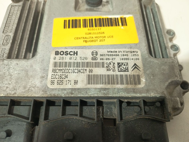 Recambio de centralita motor uce para peugeot 207 confort referencia OEM IAM 0281012526  