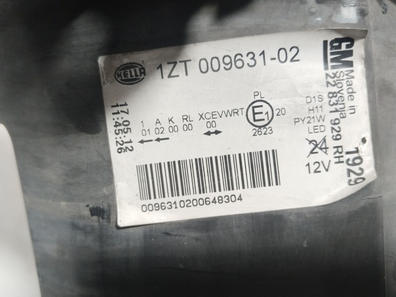 Recambio de faro derecho para opel insignia a sedán (g09) 2.0 cdti (69) referencia OEM IAM 1ZT00963102  