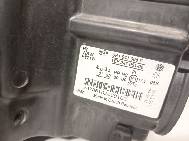 Recambio de faro derecho para volkswagen polo v (6r1, 6c1) 1.2 referencia OEM IAM 6R1941008F  