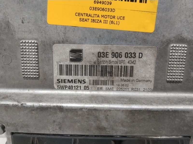 Recambio de centralita motor uce para seat ibiza iii (6l1) 1.2 referencia OEM IAM 03E906033D  