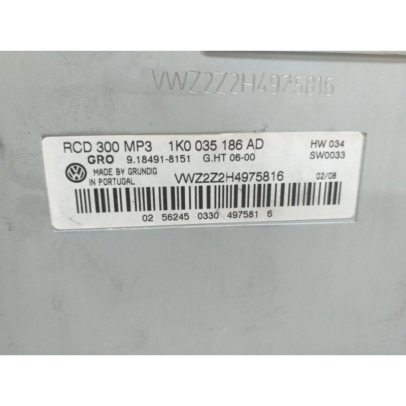 SISTEMA AUDIO / RADIO CD 1K0035186AD  - imagen 3