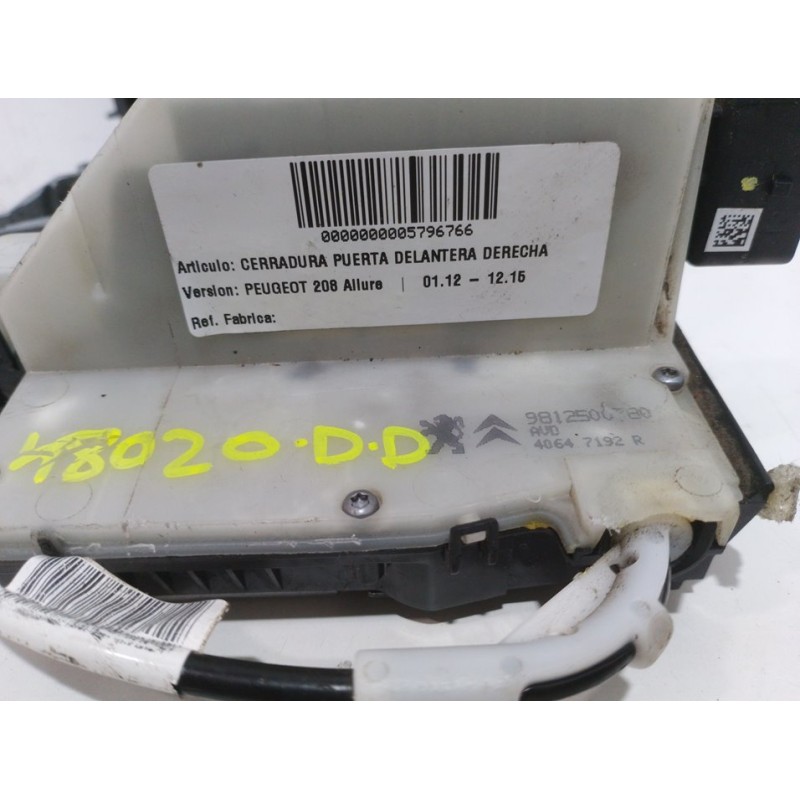 CERRADURA PUERTA DELANTERA DERECHA 9812500780 CONECTOR 5 PINES  - imagen 3